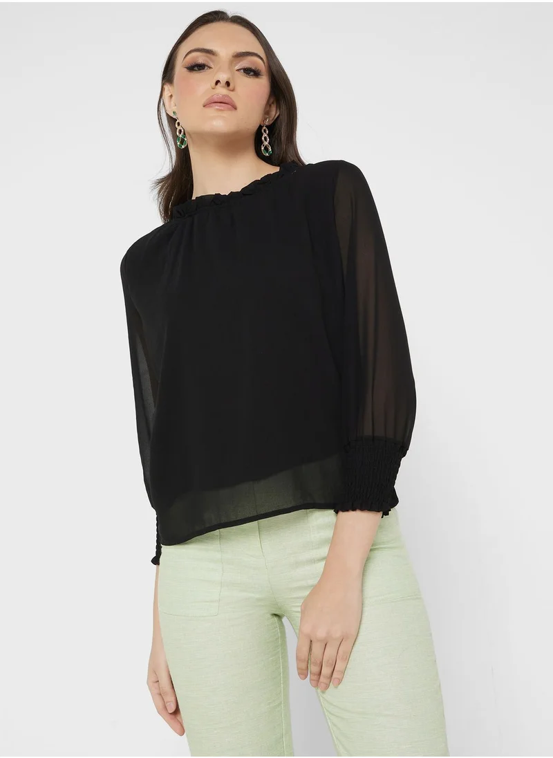 ELLA Sheer Sleeve Top