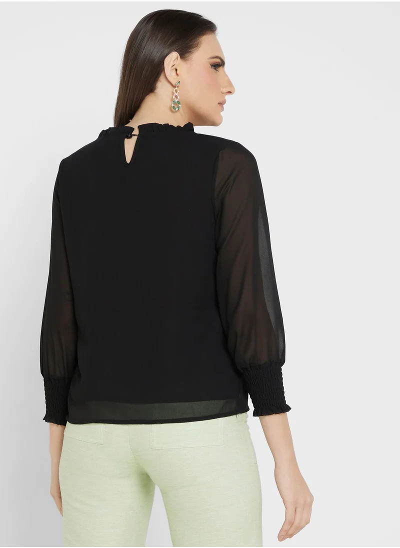 ELLA Sheer Sleeve Top