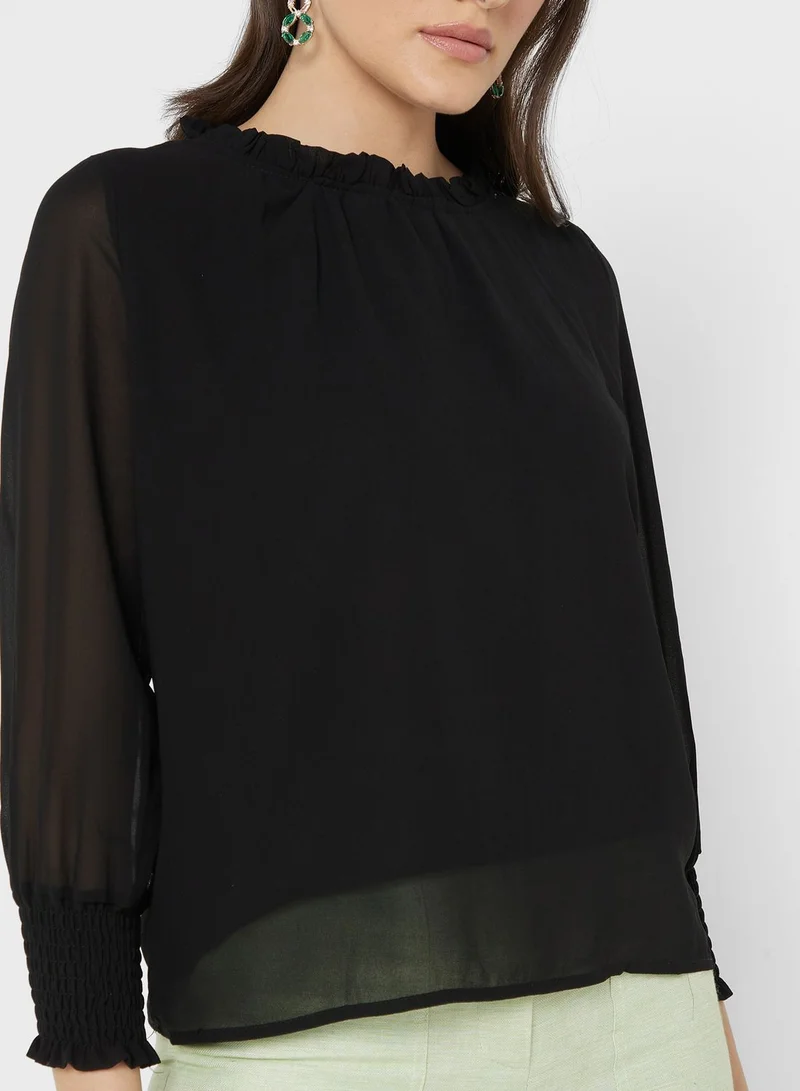 ELLA Sheer Sleeve Top