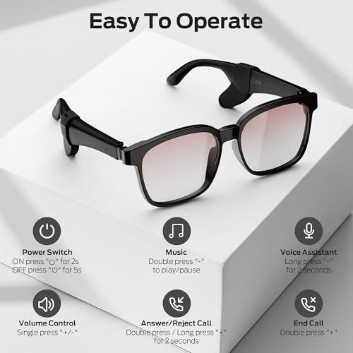 Oraolo Smart Glasses, Polarized Sunglasses with Bluetooth Speaker, Wireless Music & Calls, Athletic/Outdoor UV Protection and Voice Control, Unisex(Brown) - Image 5