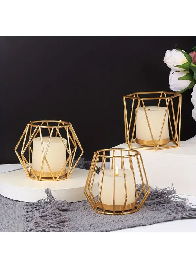 3 Pcs Black Metal Candle Holders Set Elegant Tabletop Decor for Wedding Party Home - Image 5