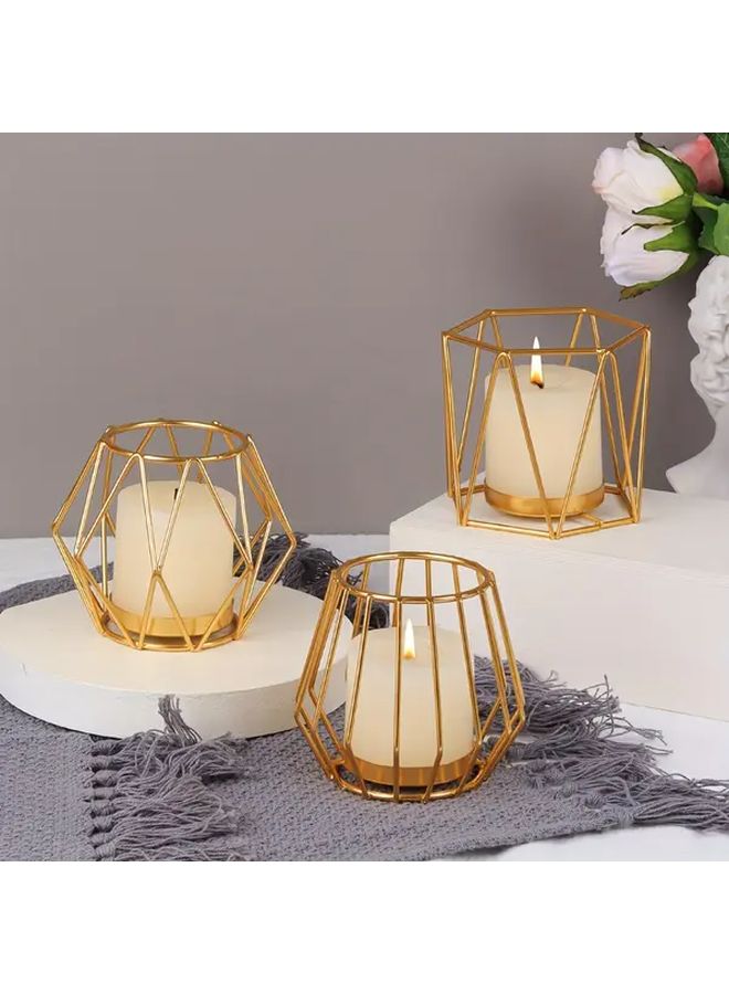 3 Pcs Black Metal Candle Holders Set Elegant Tabletop Decor for Wedding Party Home - Image 2