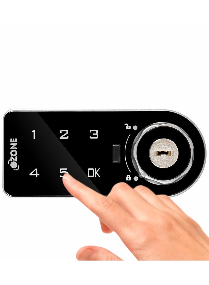 أوزون قفل الأثاث الذكي OZFL 301 VPK (أسود) | بصمة مستطيلة ومفيدة  | الوصول إلى المفتاح | نظام القفل اليدوي |  (كلمة المرور والمفتاح) | بواسطة الأوزون الهند - Image 1