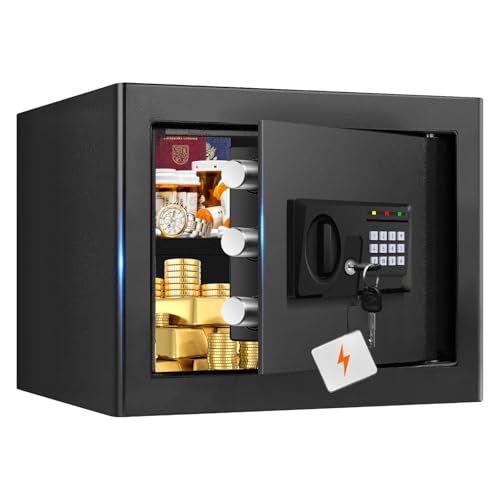 VIDXCVIT 1.3 Cuft Small Fireproof Safe for Home, Personal Security Fire Safe Box with Digital Keypad, Spare Key and Removable Shelf, Home Safes Water and Fireproof for Money, Jewelry, Gifts for Mother's Day - Image 1