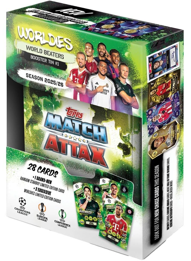 توبس لعبة بطاقات التداول والتحصيل  UCC Match Attax 2025/26 (علبة التعزيز 1 - متفوقو العالم) - Image 1