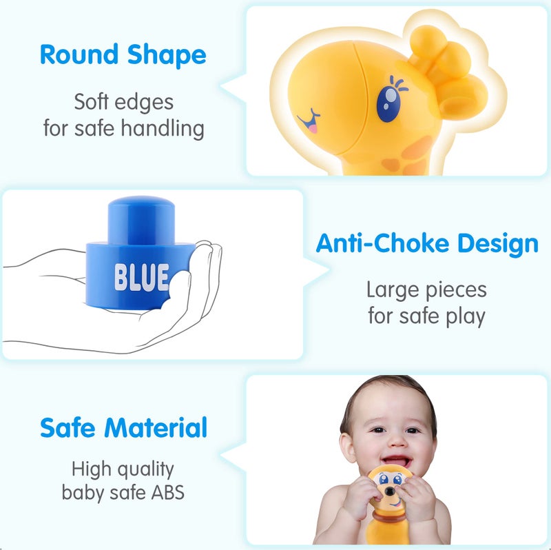 iPlay, iLearn Baby Stacking Toys, Toddler Montessori Building Blocks Set, Infant Alphabet Number Learning Block, Early Development Educational Birthday Gift for 12 18 Month 1 2 3 Year old Kid Boy Girl - Image 4