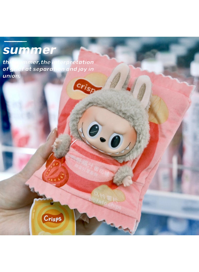 Labubu Toy Blind Box Macaron Outfit 15cm Pink Tomato (without baby) 