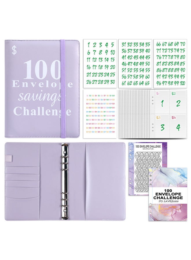 HONGYANG Envelopechallenge Loose-leaf Notebook 100 Days Money Saving Book Challenge Cash Saving Book - Image 1
