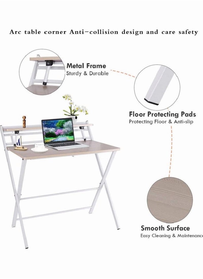 Chulovs - Small Folding Desk, Computer Desk, Writing Desk, Lazy Foldable Table, Laptop Desk, Home Office Desk for Small Space - Image 1