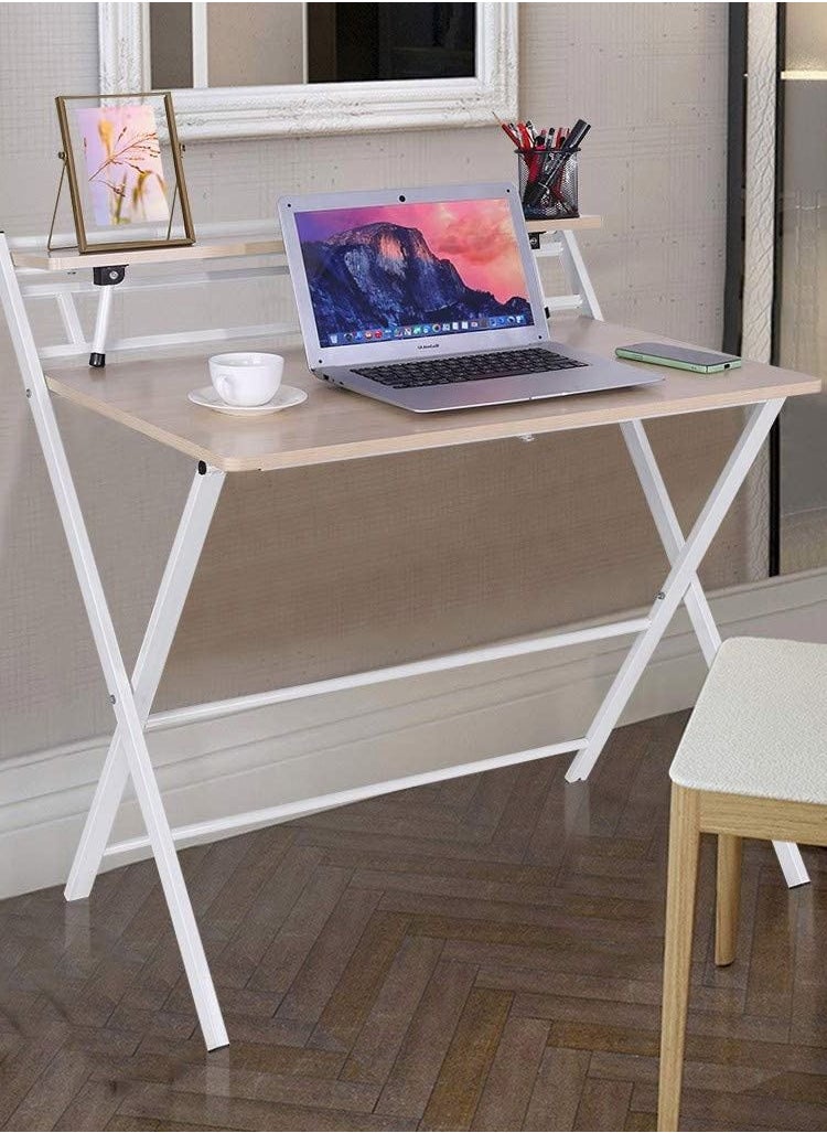 Chulovs - Small Folding Desk, Computer Desk, Writing Desk, Lazy Foldable Table, Laptop Desk, Home Office Desk for Small Space - Image 1