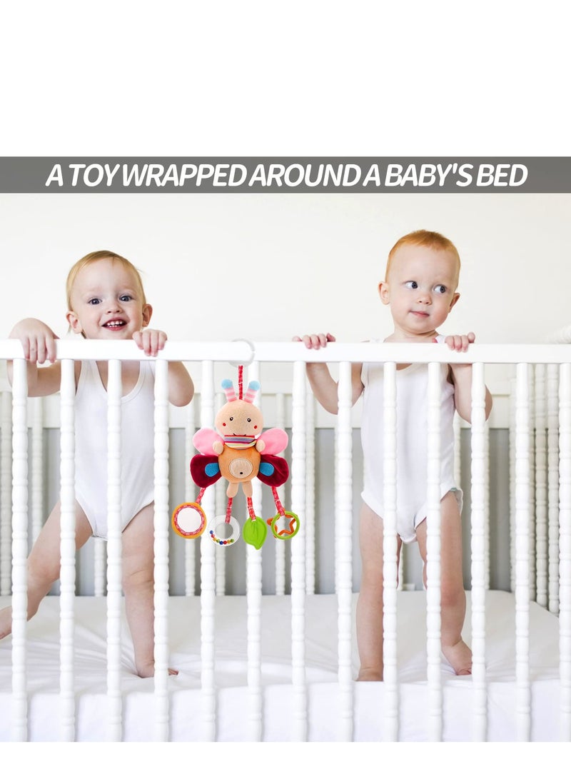 Pram Toys, Clip On Car Seat Toys Toddler Stroller Toys with Hanging Rattle, Sensory Toys for Baby Girls and Boys, Crib Travel Activity Plush Toys for Newborn 6-12 Months - Image 3