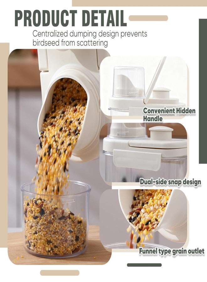 Maxdot 2 Pcs Bird Food Storage Container, Bird Seed Container with Lids Airtight Cup Pet Parrot Food Storage 1.7 Qt & 3 Qt Measuring Containers Easy Pour Spouts for Macaws African Cockatoos (Beige) - Image 3