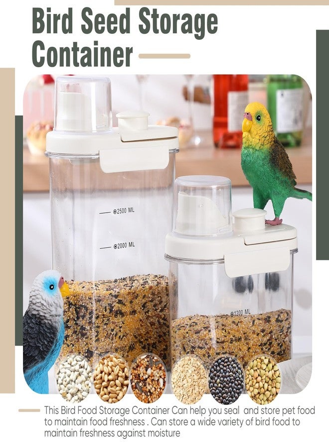 Maxdot 2 Pcs Bird Food Storage Container, Bird Seed Container with Lids Airtight Cup Pet Parrot Food Storage 1.7 Qt & 3 Qt Measuring Containers Easy Pour Spouts for Macaws African Cockatoos (Beige) - Image 5