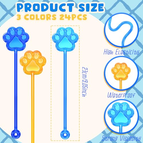 JellyArch 48 Pcs Dog Sticky Hands Cartoon Dog Paw Party Favors Stretchy Sticky Hand Toy Birthday Classroom Rewards Carnival Prizes Toy Goodie Bag Stuffer Filler NavyLight BlueBrown - Image 5