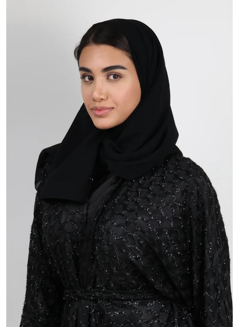 JAMEELA Black Abaya with Smock Adorned Embellishments