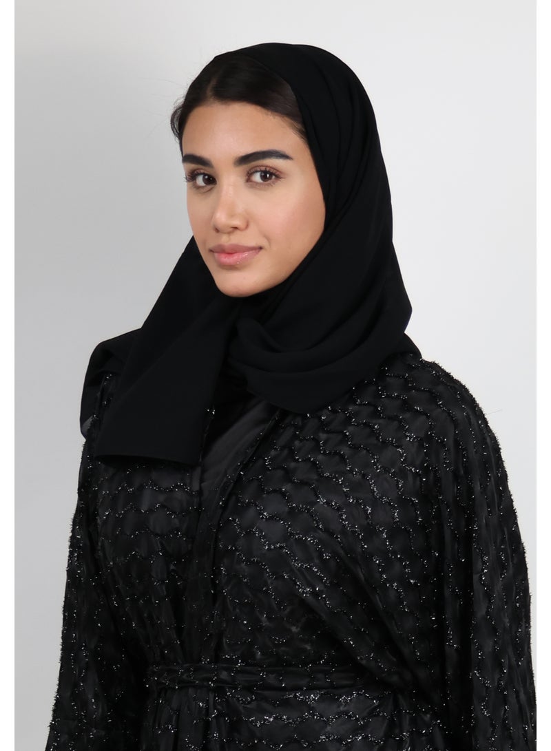 JAMEELA Black Abaya with Smock Adorned Embellishments - Image 2
