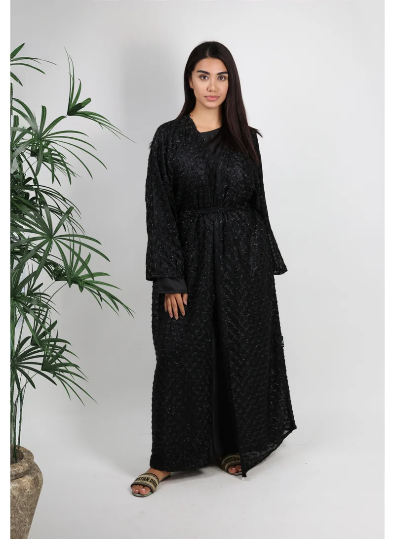JAMEELA  Black Abaya with Smock Adorned Embellishments for Women | Best Price UAE