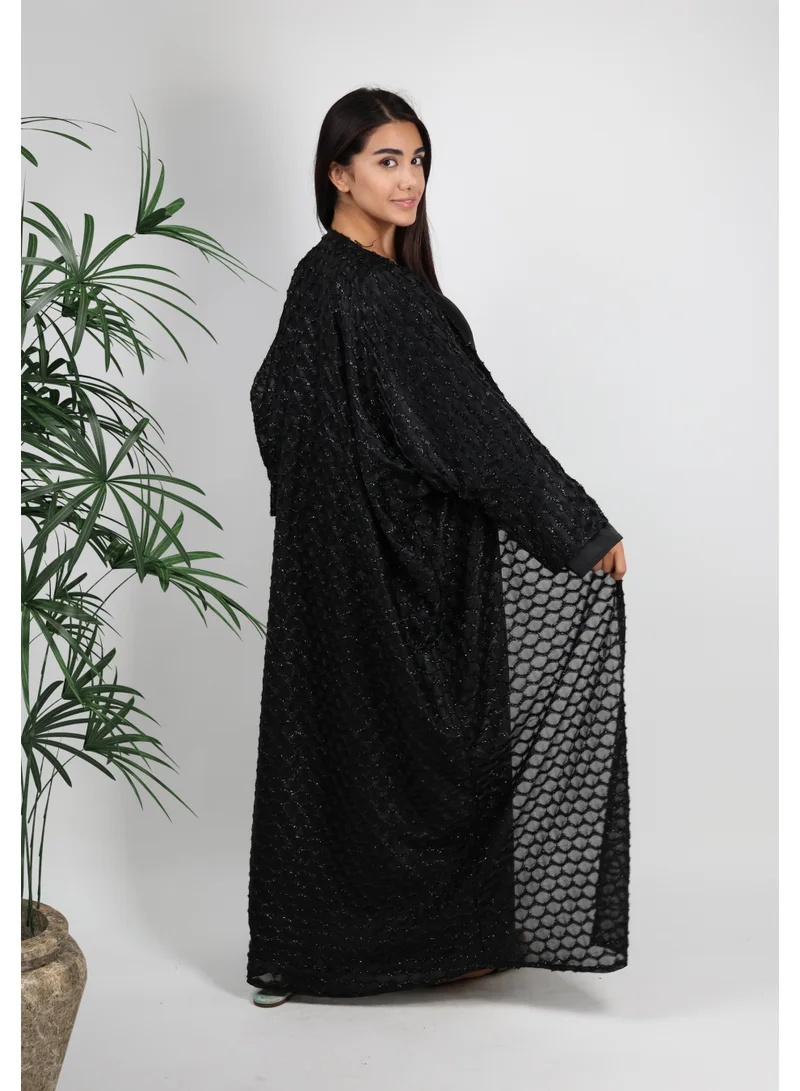 JAMEELA  Black Abaya with Smock Adorned Embellishments for Women | Best Price UAE