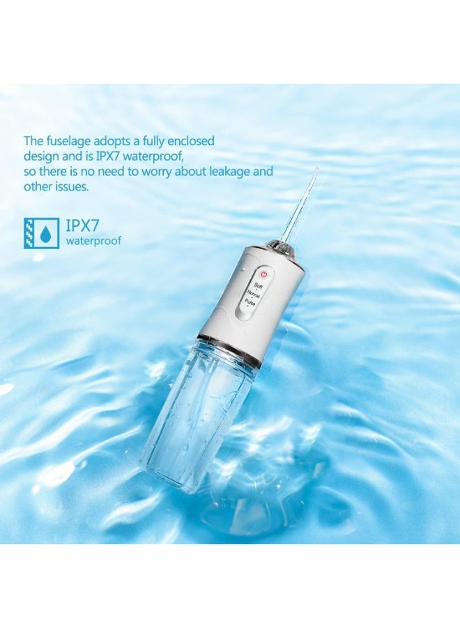 ACLIX Portable Cordless Water Flosser - 230ml IPX7 Waterproof Oral Irrigator with 3 Modes & 4 Jet Tips, USB-C Charging | White - Image 2