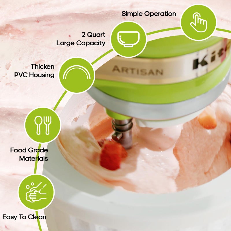 Cofun Ice Cream Maker Attachment for KitchenAid Stand Mixer, Compatible with 4.5/5Qt & Larger KitchenAid Stand Mixer, 2 Quart Frozen Ice Cream Bowl, Yogurt & Sorbet Gelato, White - Image 2