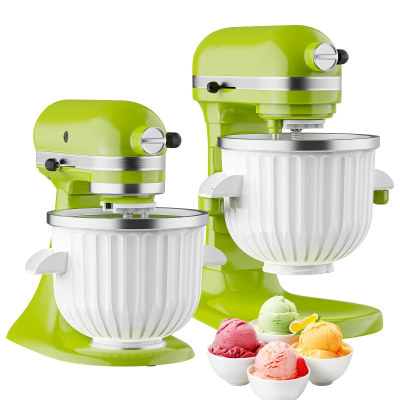 Cofun Ice Cream Maker Attachment for KitchenAid Stand Mixer, Compatible with 4.5/5Qt & Larger KitchenAid Stand Mixer, 2 Quart Frozen Ice Cream Bowl, Yogurt & Sorbet Gelato, White - Image 1