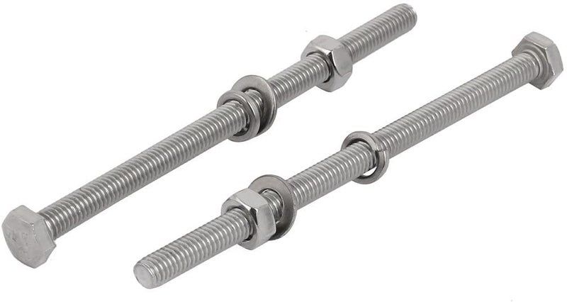 304 فولاذ مقاوم للصدأ مجموعة متنوعة من براغي M6x110mm مع رؤوس سداسية و صواميل و حلقات مسطحة 5 قطع - Image 2