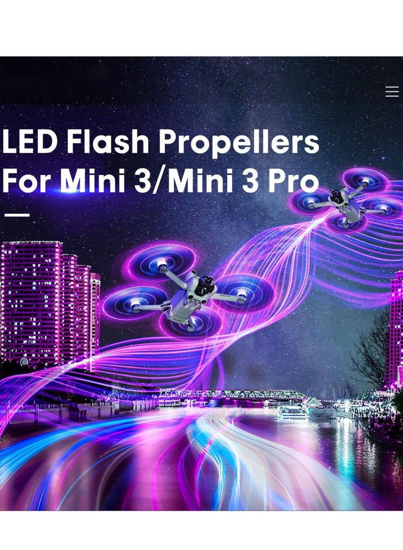 SOLARAE LED Propellers for DJI Mini 3 / Mini 3 Pro/Mini 4 Pro Propellers LED Lights Replacement Prop Blades Low Noise Accessories for DJI Mini 3 Series Drone (2 Pairs) - Image 2
