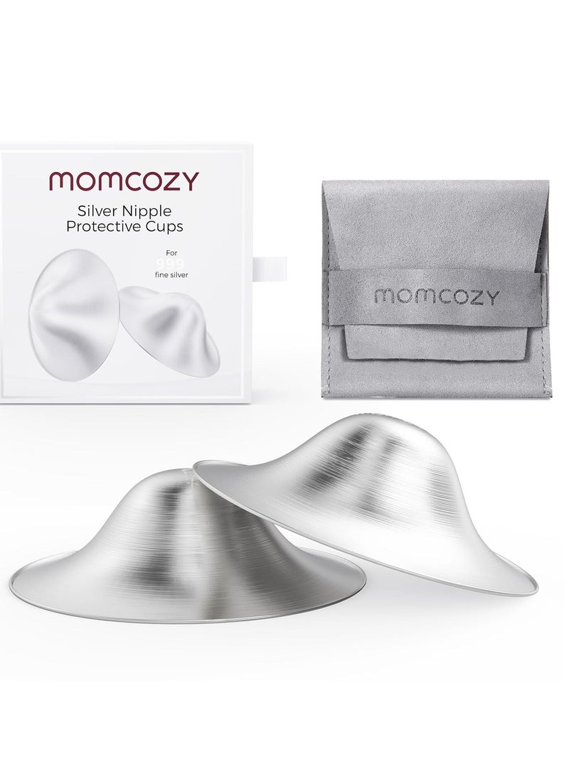 Momcozy - 999 Silver Nursing Cups, Hole-Free Design, 999 Silver Nipple Shields, Breastfeeding Essentials, Silver Nipple Shields for Breastfeeding Newborns, Metal Nipple Shields Size XXL - Image 1