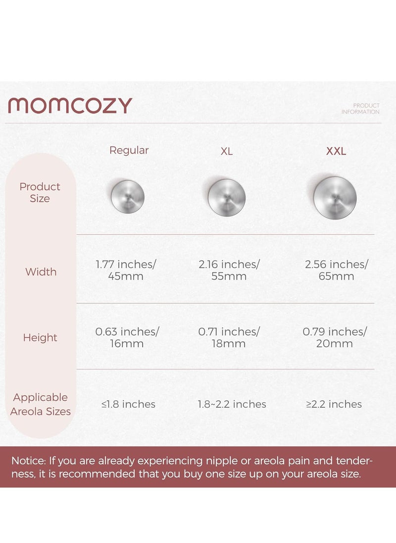 Momcozy - 999 Silver Nursing Cups, Hole-Free Design, 999 Silver Nipple Shields, Breastfeeding Essentials, Silver Nipple Shields for Breastfeeding Newborns, Metal Nipple Shields Size XXL - Image 1