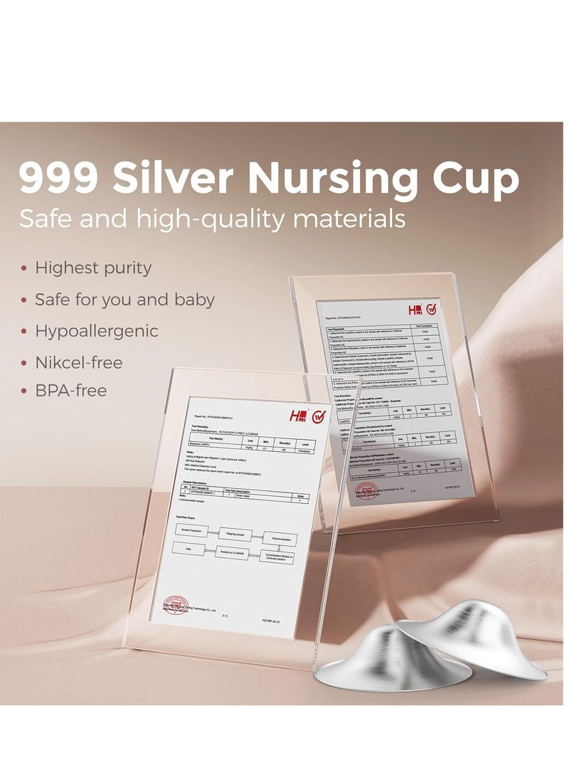 Momcozy - 999 Silver Nursing Cups, Hole-Free Design, 999 Silver Nipple Shields, Breastfeeding Essentials, Silver Nipple Shields for Breastfeeding Newborns, Metal Nipple Shields Size XXL - Image 1
