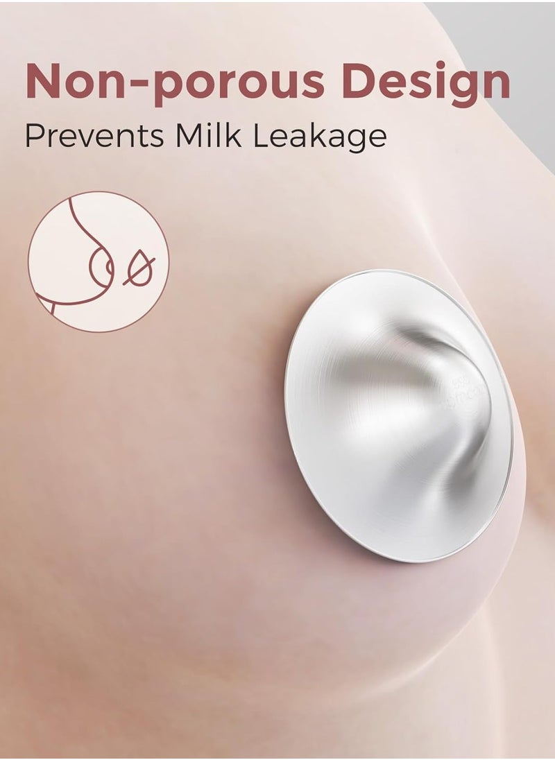 Momcozy - 999 Silver Nursing Cups, Hole-Free Design, 999 Silver Nipple Shields, Breastfeeding Essentials, Silver Nipple Shields for Breastfeeding Newborns, Metal Nipple Shields Size XXL - Image 1