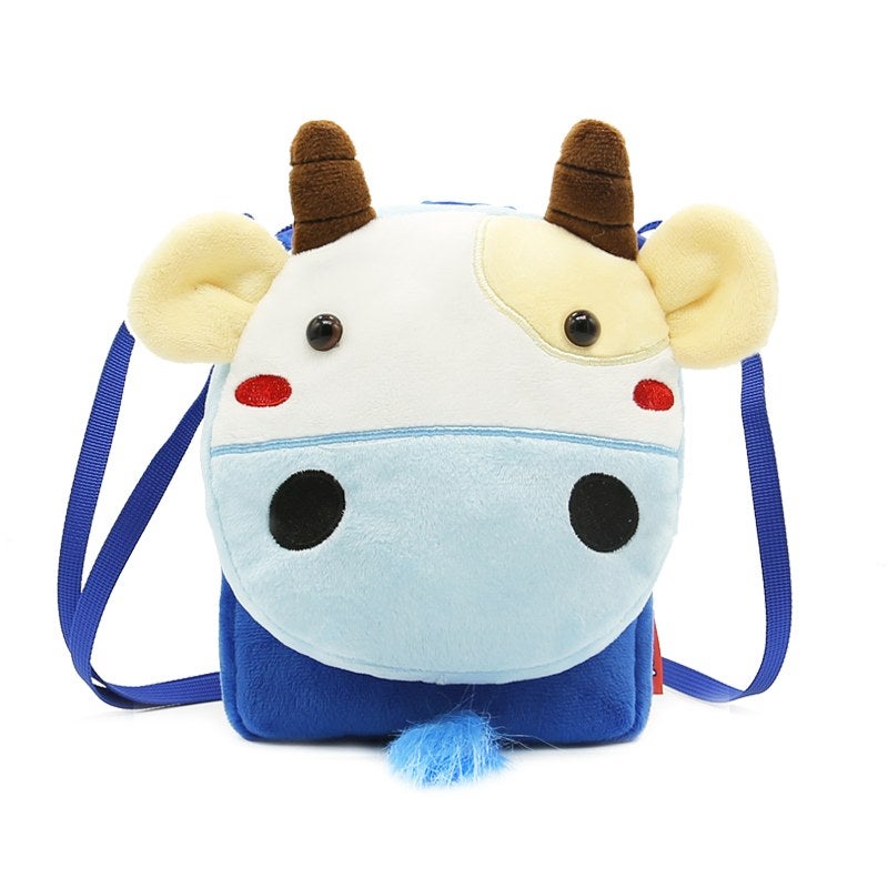 Plush Kids Crossbody Bag, Cow Animal Design, Soft Lightweight Shoulder Bag for Daily Outings - Image 1