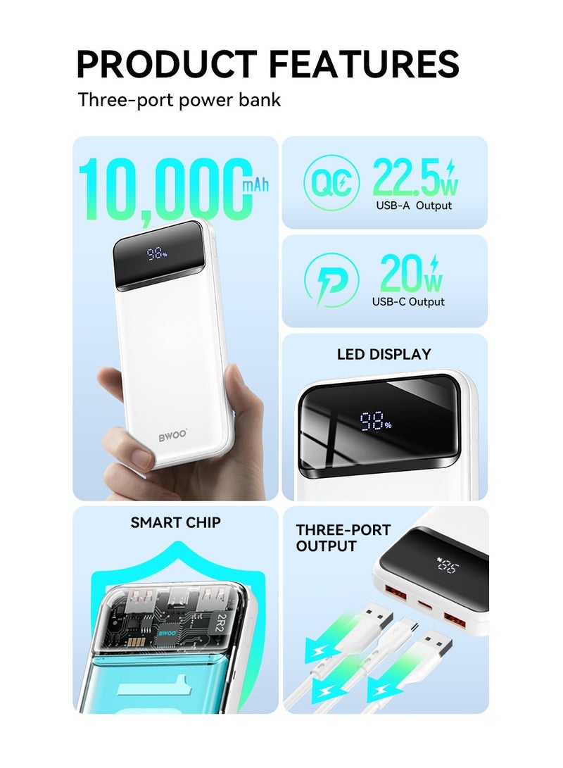BWOO Qc 22.5W + Pd 20W Fast Charging Power Bank 10000Mah White - Image 5
