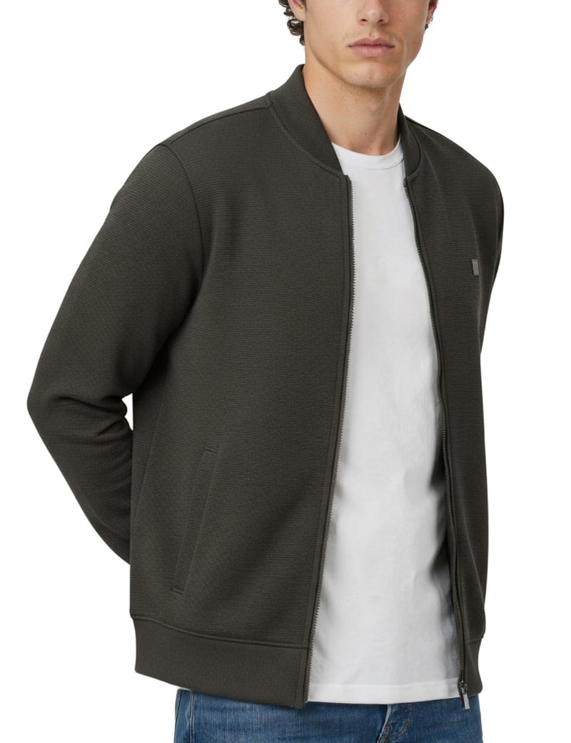 DAMENSCH Winter Jacket For Men, Textured Zipper Sweatshirt For Man, Shape and Colour Retaining ReNEWd Ottoman Zip Bomber Jacket - Jungle Green - XL - Image 1