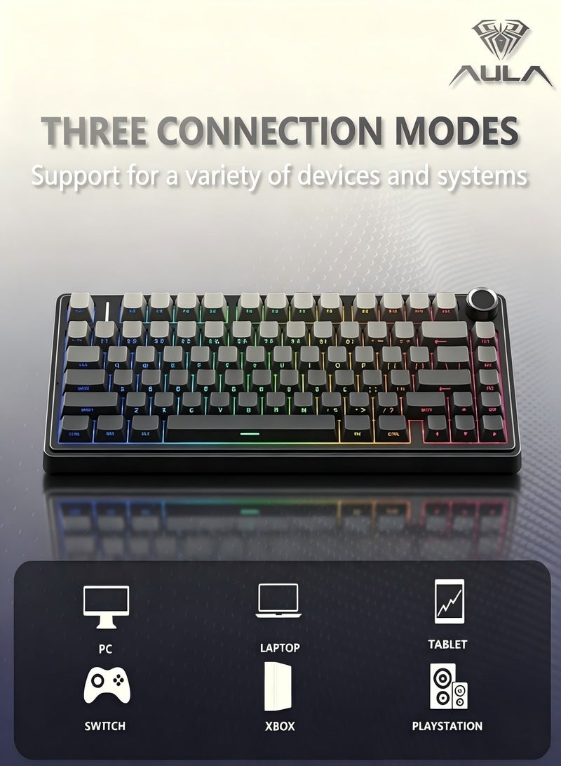 AULA F75 Gasket Mechanical Keyboard, 75% Wireless Gaming Keyboard Bluetooth/2.4GHz/USB-C - Image 2