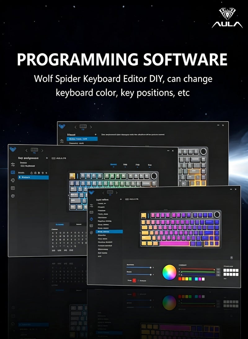 AULA F75 Gasket Mechanical Keyboard, 75% Wireless Gaming Keyboard Bluetooth/2.4GHz/USB-C - Image 4