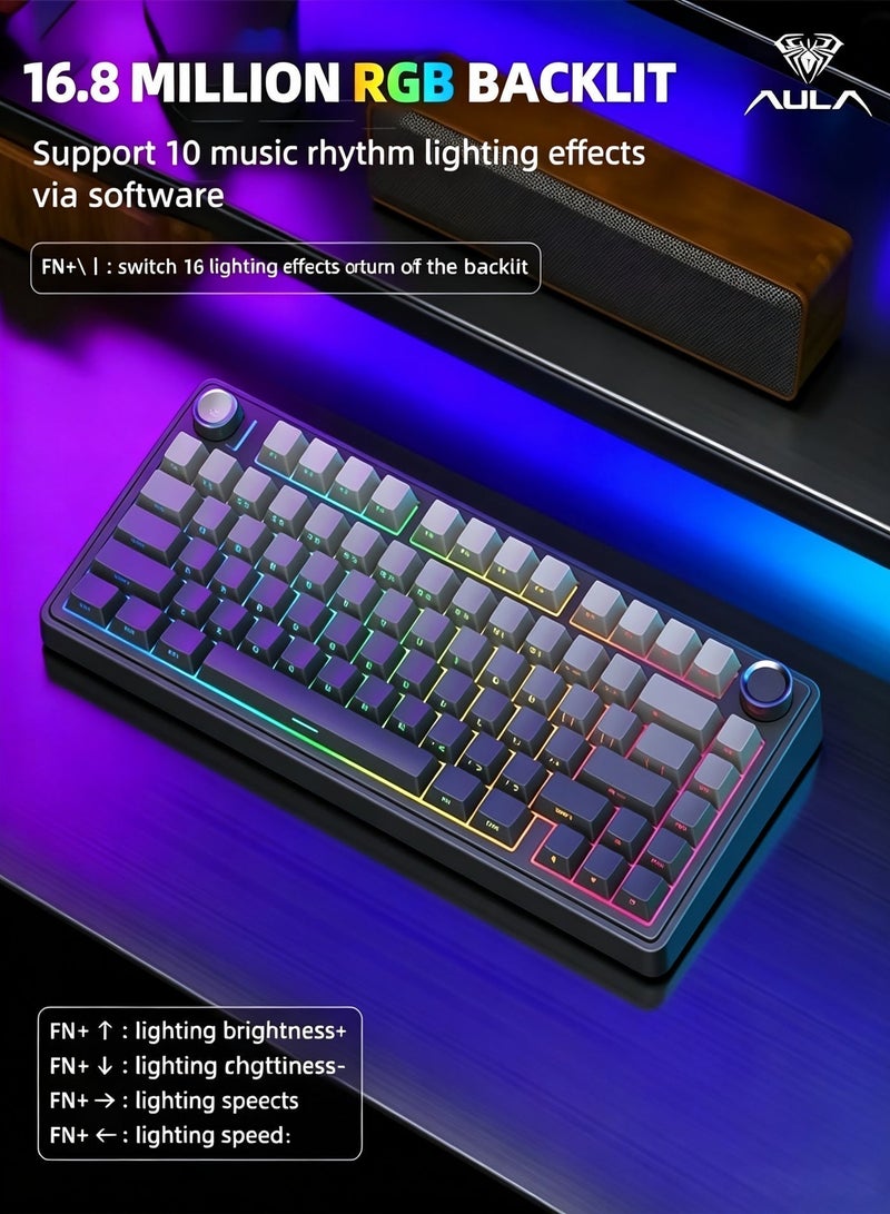 AULA F75 Gasket Mechanical Keyboard, 75% Wireless Gaming Keyboard Bluetooth/2.4GHz/USB-C - Image 5