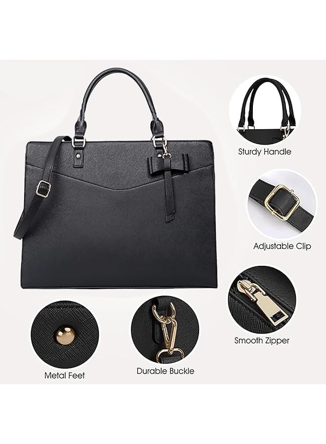 PROMASS Laptop Bag for Women 15.6 Inch Waterproof PU Leather Tote Bag Business Office Work Bag Briefcase Computer Tote Bag  - Image 2