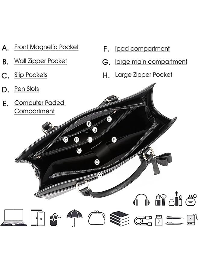 PROMASS Laptop Bag for Women 15.6 Inch Waterproof PU Leather Tote Bag Business Office Work Bag Briefcase Computer Tote Bag  - Image 3