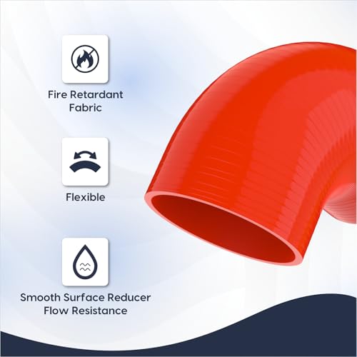 Endure 90 Degree Elbow Coupler Silicone Hose 4-Ply, 4-Inch(102mm), Couplers for High Performance Vehicles, Intake Piping, Length(102mm), Thickness (5mm), Automotive Silicone Hose - Red - Image 3