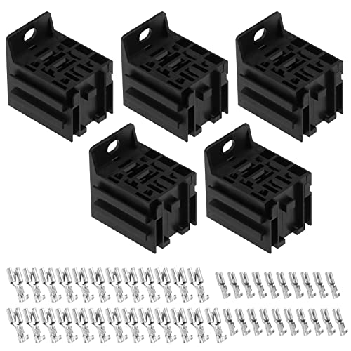 SING F LTD 5PCS Automotive 9 Pin Relay Mounting Brackets Relay Connector Socket Vehicle Relay Case Holder with 6.3mm 2.8mm Terminals for 4-pin 5-pin 9-pin Relays - Image 1