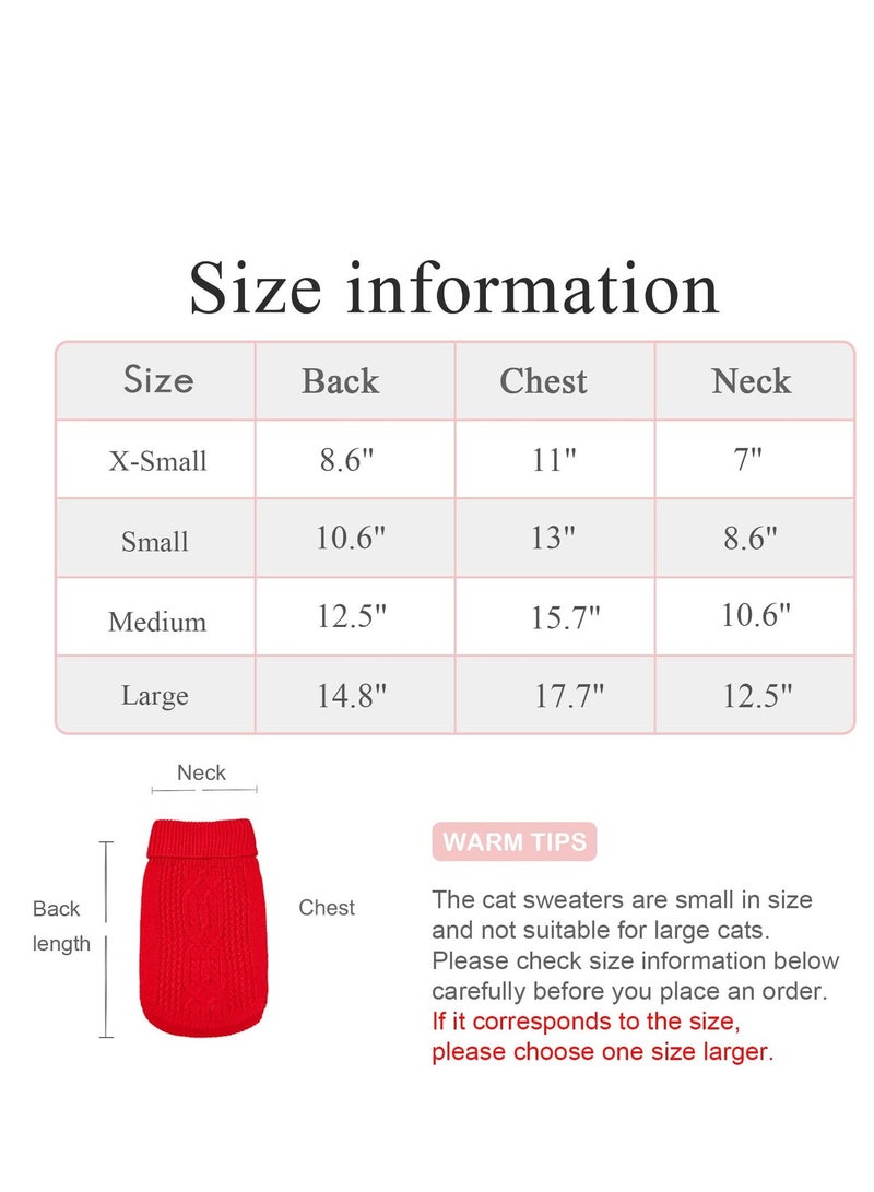 SYOSI Cats Knitted Sweaters, Cat Sweater Turtleneck Knitted Sleeveless Cat Clothes Warm Winter Kitten Clothes Outfits for Cats or Small Dogs in Cold Season (Red M) - Image 5