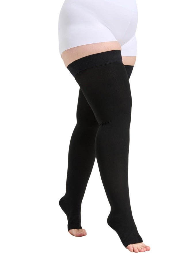 TOFLY Extra Wide 4XL Thigh High Open Toe Compression Stockings for Women & Men - 20-30mmHg Thigh High Compression Socks for Pregnancy Edema, Nurses & Extended Standing, Silicone Top Band, Flight, Travel - Image 3