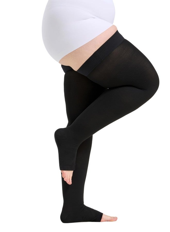 TOFLY Extra Wide 4XL Thigh High Open Toe Compression Stockings for Women & Men - 20-30mmHg Thigh High Compression Socks for Pregnancy Edema, Nurses & Extended Standing, Silicone Top Band, Flight, Travel - Image 4