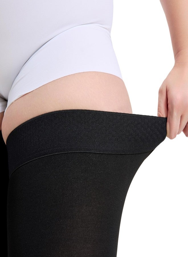 TOFLY Extra Wide 4XL Thigh High Open Toe Compression Stockings for Women & Men - 20-30mmHg Thigh High Compression Socks for Pregnancy Edema, Nurses & Extended Standing, Silicone Top Band, Flight, Travel - Image 2