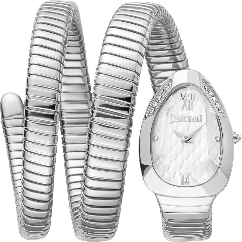 Just Cavalli Women's Snake Watch JC1L224M0015 - White Dial with Stainless Steel Bracelet - Image 1