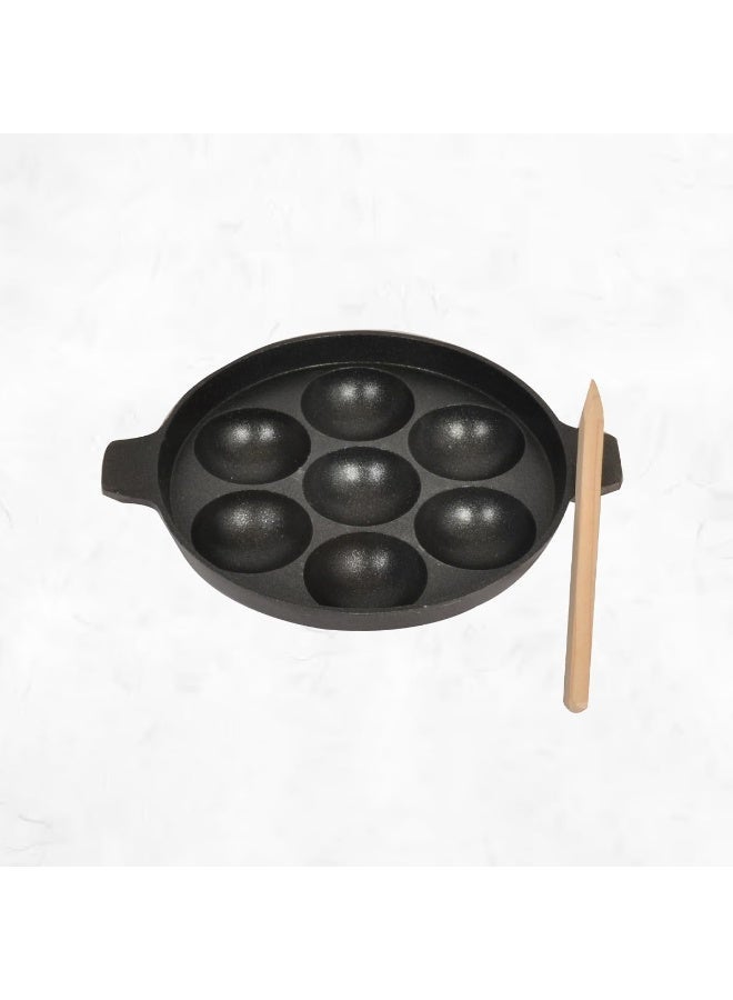 إيزي كوك مقلاة بانيارام غير لاصقة من إيزي كوك مع 7 حفر | صانعة أونيابام 20 سم للوجبات الخفيفة الهندية الجنوبية | مقلاة كوزي بانيارام | صانعة مقلاة موزعة للحرارة بالتساوي | حديد زهر، أسود - Image 2