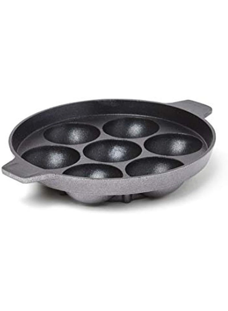 إيزي كوك مقلاة بانيارام غير لاصقة من إيزي كوك مع 7 حفر | صانعة أونيابام 20 سم للوجبات الخفيفة الهندية الجنوبية | مقلاة كوزي بانيارام | صانعة مقلاة موزعة للحرارة بالتساوي | حديد زهر، أسود - Image 1