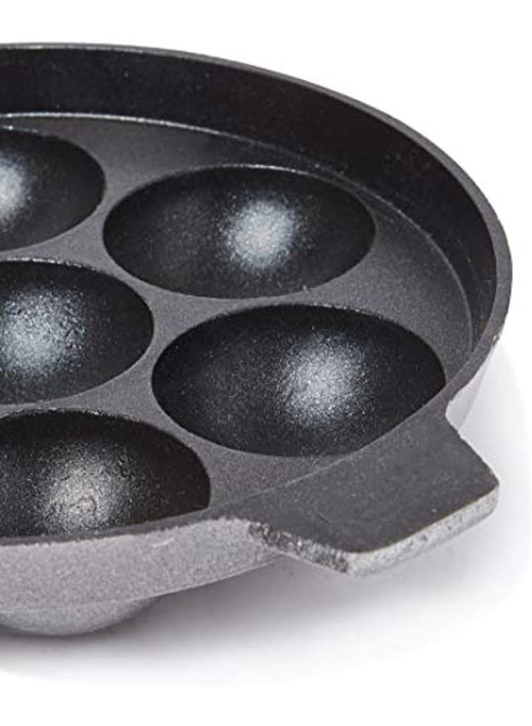 إيزي كوك مقلاة بانيارام غير لاصقة من إيزي كوك مع 7 حفر | صانعة أونيابام 20 سم للوجبات الخفيفة الهندية الجنوبية | مقلاة كوزي بانيارام | صانعة مقلاة موزعة للحرارة بالتساوي | حديد زهر، أسود - Image 5