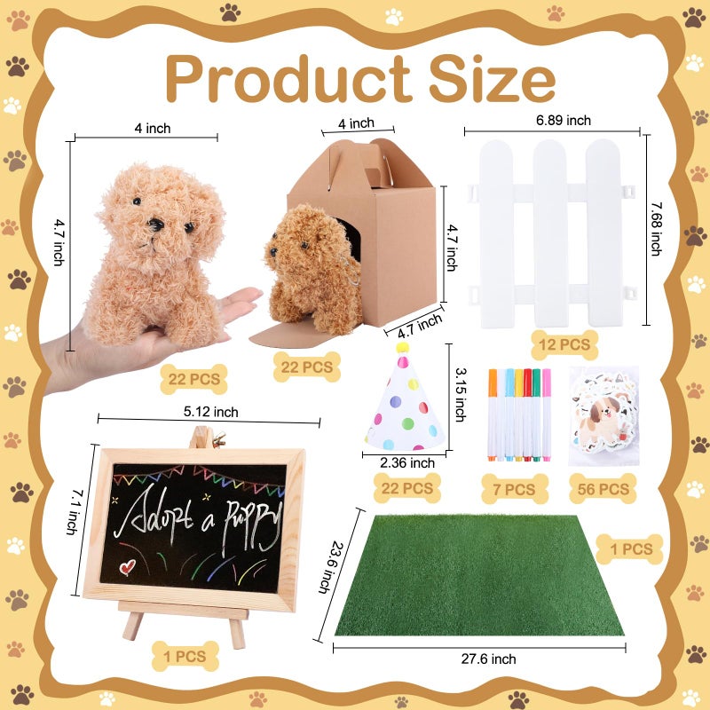 Zealor 88-PCS Adopt a Puppy Party Favor 22 Mini Plush Teddy Dog Stuffed Animal House Shaped Treat Box with Birthday Hat for Operation Christmas Shoebox Gift Adopt a Pet Theme Birthday Party Supplies - Image 2
